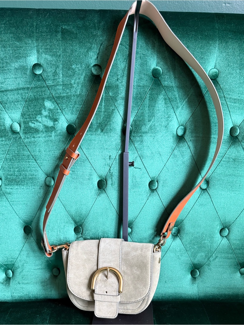 J.Crew NWT Italian Suede Buckle Crossbody Bag Olive Green J7204